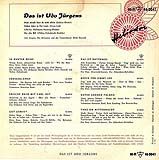 Udo Jürgens - Das ist Udo Jürgens - Vinyl-EP Back-Cover